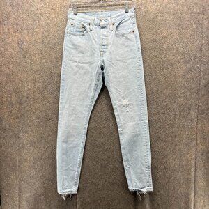 Levi’s 501 Skinny Jeans Women W25 L30 Light Wash Distressed Button Fly High Rise